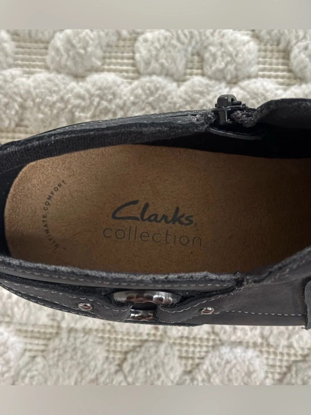 Clarks Charlten Grace Black Leather Ankle Booties Western Boots Size 11 Country